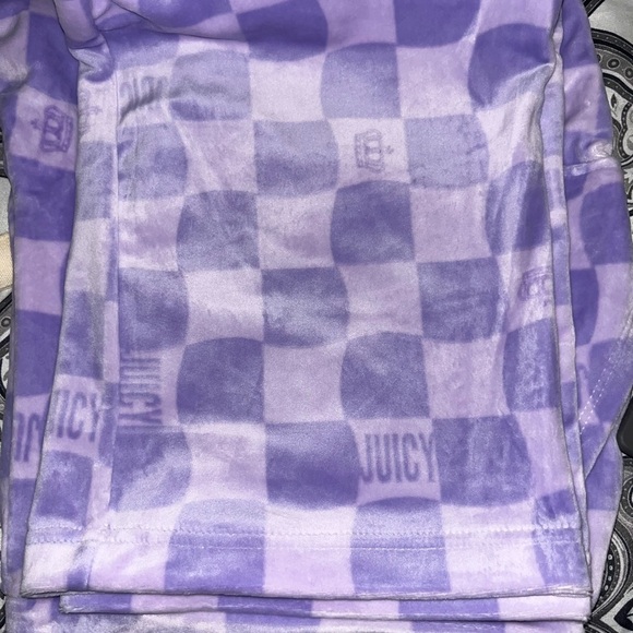 Juicy couture lilac checkered mid rise straight leg velour sweatpants - Picture 8 of 11
